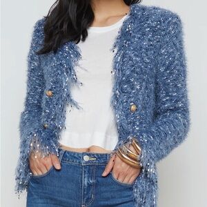 Chic Blue Sequin Jacket